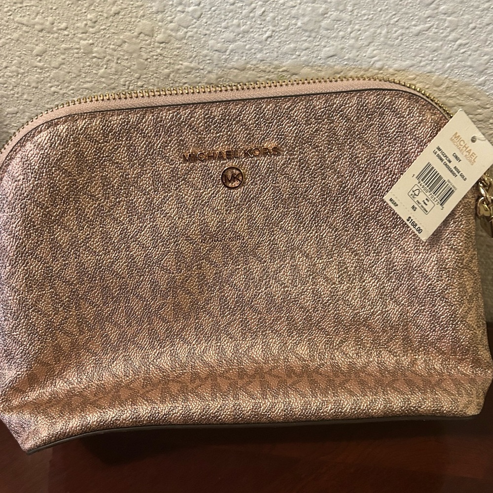 Michael Kors Metallic Pink Cosmetic Bag